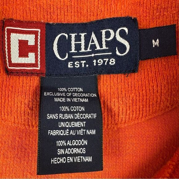 Chaps Sweater Mens Medium Orange‎ 1/4 Zip Cotton Mock Neck Business Casual - Picture 11 of 14